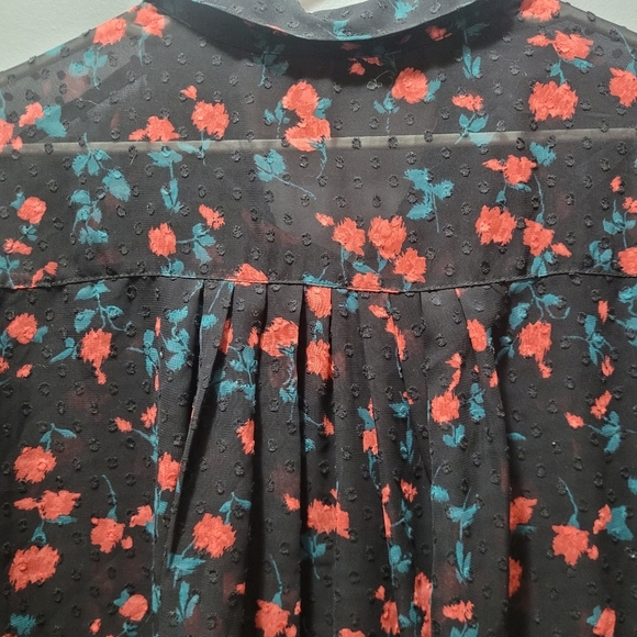 Lane Bryant Black Floral Sheer Button Up Shirt - Picture 7 of 8